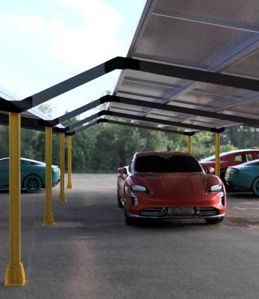 Zadaszenie parkingu z elementów K6700 - 5 rzędów v1